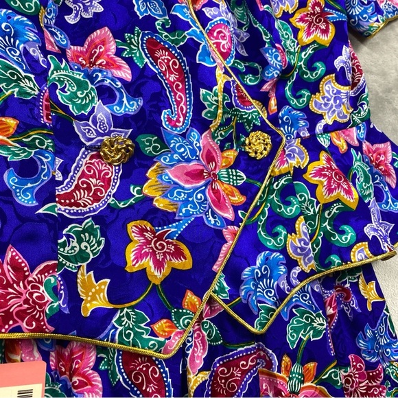 Vtg Maggy London Petites 100% Silk Floral Paisley Maximalist Skirt Set Quirky 6 - Picture 4 of 12